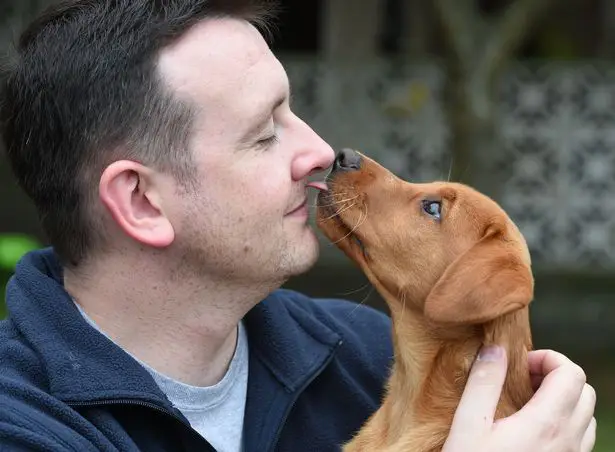 man dog