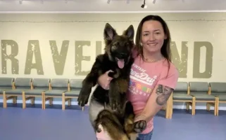 lady and dog